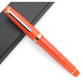 JINHAO 82 Celluloid Fountain Pen Acrylic Ink Pen with Ink Converter (Fine Nib, Gold Clip-Transparent Orange)
