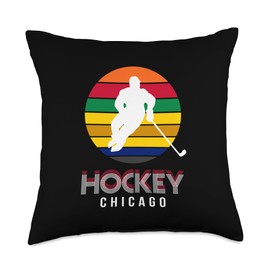 Chicago City Loyal Ice Hockey Fan Lifestyle Inspired Design Throw Pillow