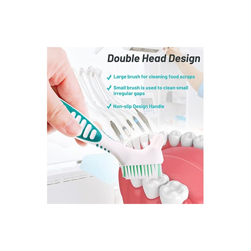 Cepillo para Dentaduras Postizas, Paquete de 4 Cepillos de Limpieza,