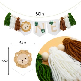 Lion High Chair Banner - One Birthday Garland, Wild 1st High Chair Decorations, The King Of The Jungle, Boho Safari Banner, Lion Theme 1st Birthday Tassel Banner, Neutral 1st Birthday Decorations