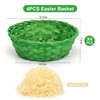 Epokus 4 Green Easter Baskets with Wood Colour Grass, Easter