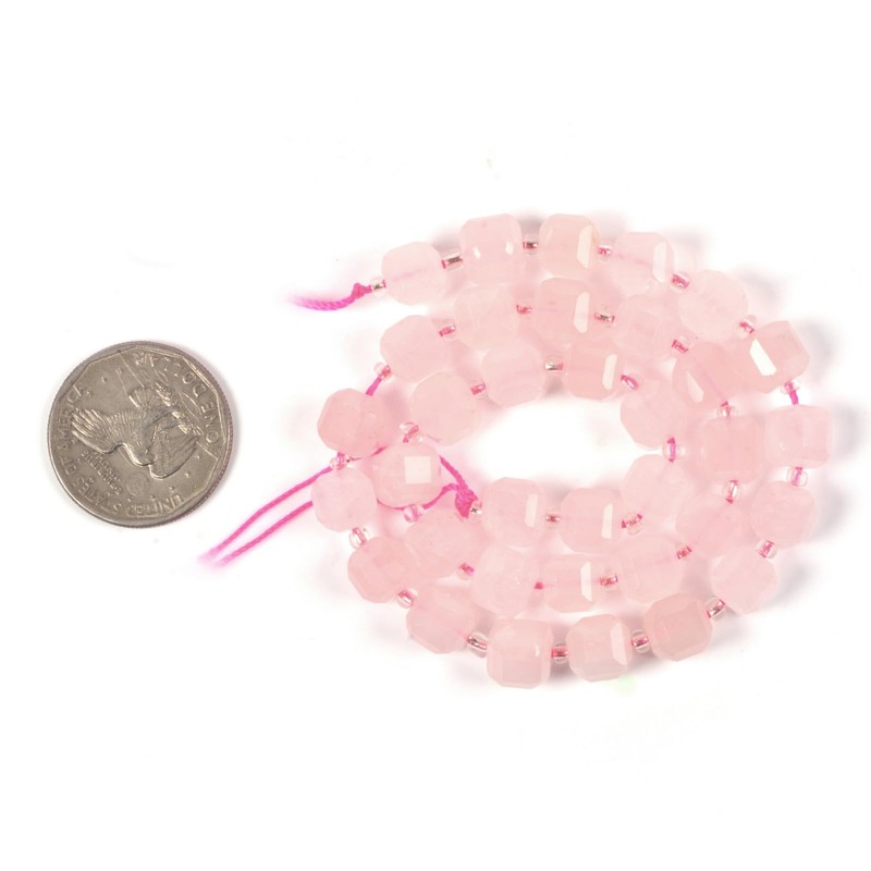 Cuarzo rosa de 8 mm con piedras preciosas naturales facetadas,