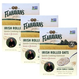 Flahavan’s Irish Rolled Oats, 16 Ounce. Quick Cooking Oatmeal, Ready in 3 Minutes. 100% Whole Grain Oats, Non-GMO Verified, Field to Spoon [Pack of 3]