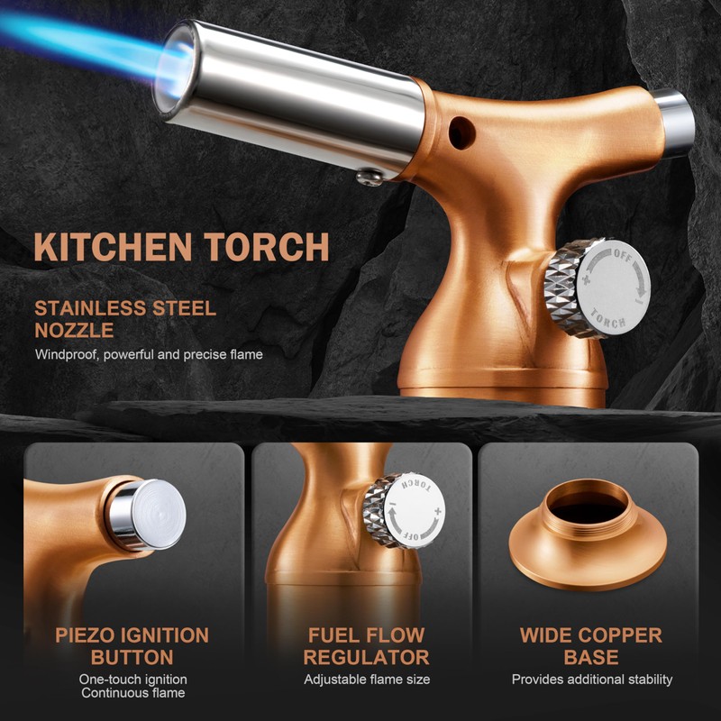 RAVS Solid Copper Butane Torch, Kitchen Torch Lighter for Creme