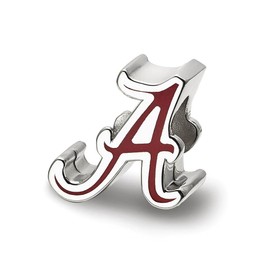 LogoArt Sterling Silver The U of Alabama Script A Enamel Bead Charm