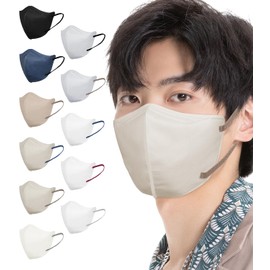 [Hellozebra] 立体マスク 大きめ メンズ バイカラー 3Dマスク 黒 不織布 30枚入 グレー 不職布マスク カラー 耳が痛くならない バイカラー 国内検品 飛沫対策 花粉用 息がしやすい 5dおしゃれマスク 15枚入りで個包装 【ノーズワイヤ入り】 グレージュ×紐ブラウン