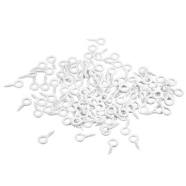 sourcing map Pack of 300 Small Screw Eye Pins Hooks Mini Eyelets Screws Thread 4 x 8 x 1 mm Self-Tapping Bolts for Jewellery Making Results DIY Crafts White