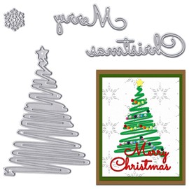 Threetols Metal Christmas Tree Cutting Dies, Christmas Words Die Cuts Stencils Snowflake Metal Dies for Card Making Paper Crafting Scrapbooking and DIY Craft Album Paper Card Christmas Decor