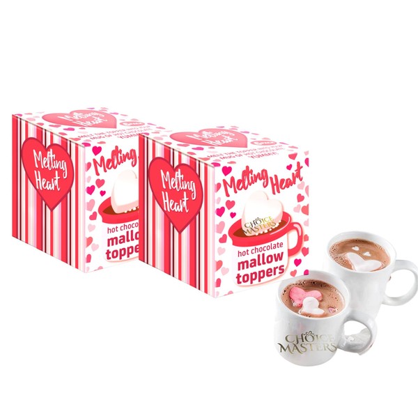 Valentine's Day Gift - Marshmallow Heart Toppers, 2 Boxes x 60g | 12 Toppers In Total - 12 Toppers In Total - Each Topper Individually WrappedIndividually Wrapped - Gift for Lovers and Date Nights