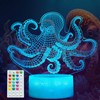 POSSHE Octopus Night Light, 3D Illusion Night Light Lamp, Octopus