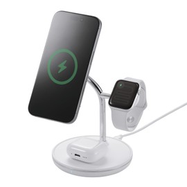 Elecom W-MS07WH Wireless Charger, Stand Type, Magnetic Compatible, 3 in 14 W, MfM Certified, MfA Certified, White