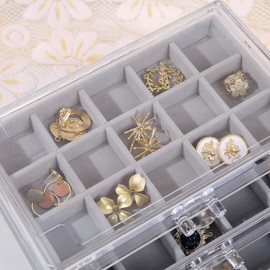 misaya misaya Earring Jewelry Organizer with 5 Drawers, Birthday Present, Clear Acrylic Jewelry Box for Women, Velvet Earring Display Holder for Earrings Ring Bracelet Necklace, Gray