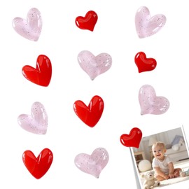 12 Pcs Fridge Magnets Color Fridge Magnet Board 3D Heart Flower Cute Small Magnets Strong Fridge Magnets for Board Refrigerator Locker Kitchen Office (12 Pcs Heart A)