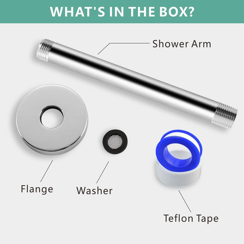 Voolan Shower Arm with Flange, Ceiling Mounted Fixed Shower Pipe,