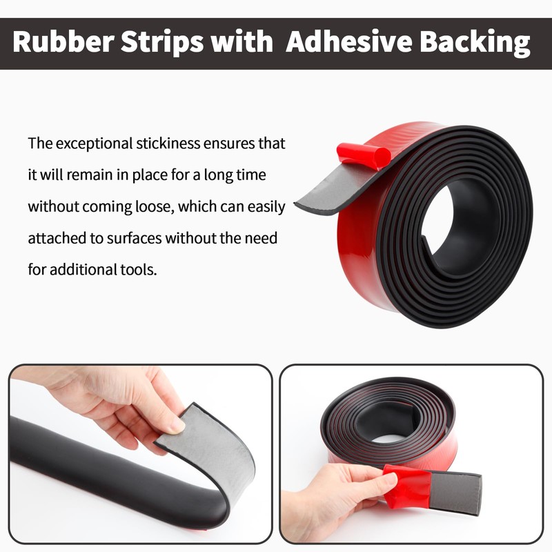 Heonay Self Adhesive Rubber Strips, Solid Neoprene Rubber Strips Rolls