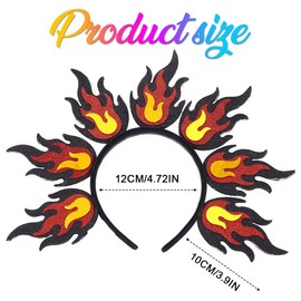 Zoestar Luminous Fire Headband LED Red Flame Headbands Luminous Fire Headdress Carnival Festival Costume Headwear Hair Accessories for Women