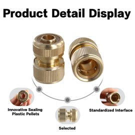 Gkhlg 2 Pcs Brass Hose Connector 1/2 inch Quick Connect Fittings Rust-Proof Garden Hose Connectors and Fittings Easy Install for Home Watering Car Washing Gardening Patio