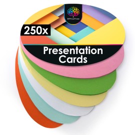 OfficeTree 250 x Flash Cards Oval 19 x 11 cm - 6 Colours - 150gsm - Moderation Cards Indispensable for Presentation and Moderation - Revision Cards - Index Cards - Record Cards