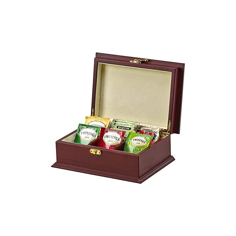 Wooden Tea Box in Rosewood And Cream