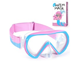 Supertrip Kids Swim Goggles with Nose Cover for Ages 6-14, Tempered Glass Fabric Strap Swimming Snorkel Mask for Pool Beach