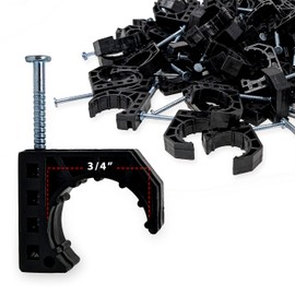 D.N. 100 Pieces Half Clamps J-Hook with Nail, J-Clamp for 3/4" Tubing Pipe Support J-Clips Tubing Fastener, Black Tube Talons (Contractors Bulk Pack of 100)