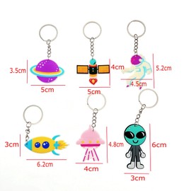 JZK 30x Astronaut themed party decorations, space themed party accessories, UFO Alien Rocket keyrings keychain set, children birthday party favours, kids party thankyou gift giveaway gifts