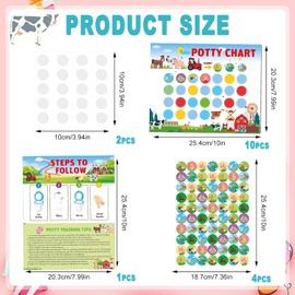 IONPSHG Potty Training Chart for Toddlers Boys & Girls Cartoon Potty Chart with Stickers Toddler Potty Training Sticker Chart for Toilet Training Kids Rewards Chart for Reward Chart on Wall Bathroom (farm)