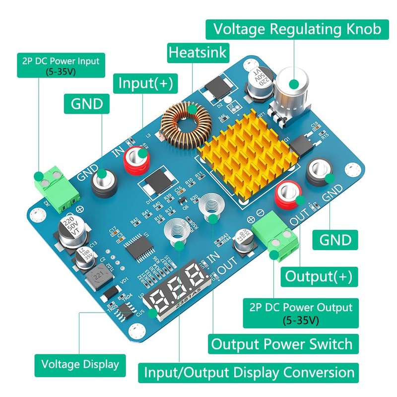 New Version Buck Converter, DC 5-32V to 5-45V 3A Adjustable