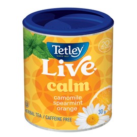 Tetley Live Calm Herbal Tea - 20 Tea Bags, 30 Grams, Naturally Caffeine Free