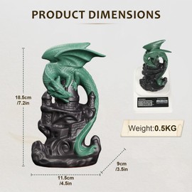 kiss me Dragon Incense Burner,Incense Waterfall Burner,Backflow Incense Burners,Backflow Incense Cones with 20 Pcs Free Incense Cones for Home Office Decor Yoga Meditation Dragon Ornament (Green)