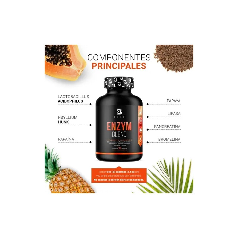 Enzimas Digestivas 90 Cáps 20 Billones Probióticos. B Life