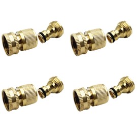 TOP-MAX Garden Hose Quick Connect Fittings, 3/4 Inch Garden Hose Quick Connect Fittings, Female Thread & Male Thread Solid Brass Hose Connector, Pack of 4