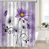 UPUMKSK Purple Daisy Shower Curtain Floral Butterfly, 70" W x