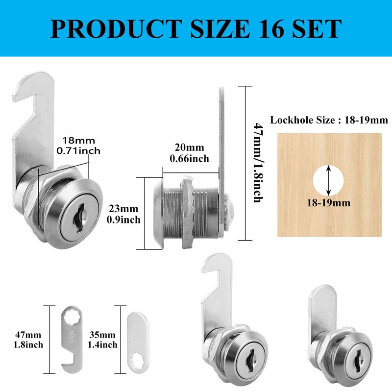 MUXHEL 16PCS Cabinet Lock 20mm Letter Box Lock Security Cam