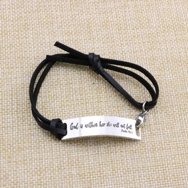 Yiyang Scripture Bracelet for Her Inspirational Christian Jewelry Gifts for Mother God is Within Her She Will Not Fall Black