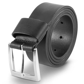 LINDENMANN Men's Leather Belt 40 mm Wide Belt Full Cowhide Leather Black, black