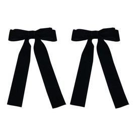 2 Pcs Velvet Hair Bows Long Ribbon Hair Clips Christmas Hair Bow Clips Large Bow Alligator Clips Ribbon Bow Hair Accessories for Girls Women Black