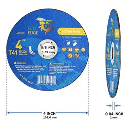 Eco Edge 25-Pack 4-Inch Cut Off Wheel: Aluminum Oxide Double Reinforced Cutting Disc Size (4"x0.040") 5/8" Arbor for Angle Grinder, Ultra Thin Superior Cutting Wheels