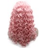 Mxangel Curly Wig Pink Synthetic Lace Front Wig Heat Resistant
