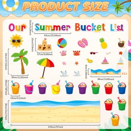 48Pcs Summer Bulletin Board Classroom Decorations Our Summer Bucket List Cutouts Hawaii Sun Beach Name Tags Tropical Hawaii Bucket List Paper Cutouts for Office School Home Chalkboard Classroom Decor