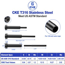 CKE 20 Pack Black Invisible Cable Railing Kits, 1/8" Black Stainless Steel Invisible Receiver and Swage Tensioner Stud End for 2x2 4x4 Wood Metal Post Deck Stairs, Black Cable Railing Hardware, BCR31