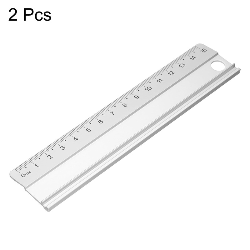 sourcing map 2pcs Cutting Ruler 15cm Metric Aluminum Alloy Straight