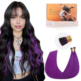 Doores I Tip Hair Extensions Human Hair, Purple 22 Inch 25g/25s, Human Hair Extensions, Long Straigt Real Hair