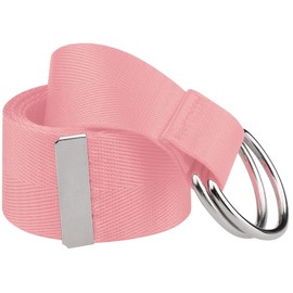 Elerevyo Ladies' Double D-Ring Buckle Belt Women Canvas Solid Color Belt Adjustable Waist Belts One Size Pink