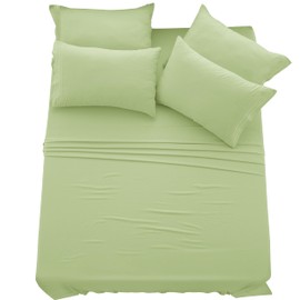 LUX Décor King Sheet Set – 6 Piece Ultra-Soft Microfiber Bed Sheets with Flat Sheet, 16 Inches Deep Pocket Fitted Sheet & Pillowcases, Cooling & Breathable Hotel Luxury, Oeko-TEX – Green