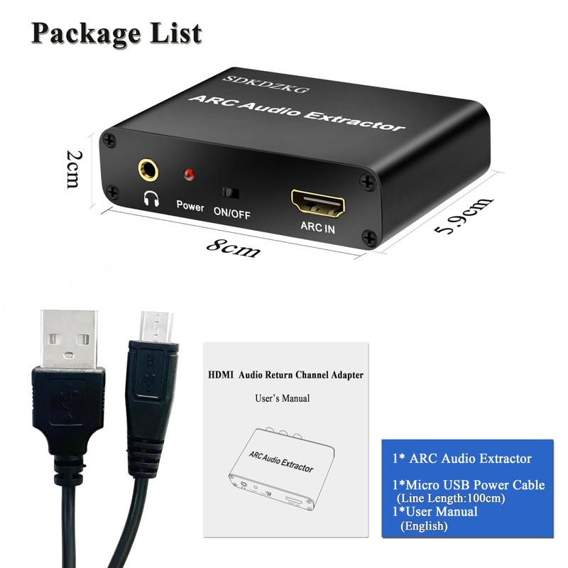 SDKDZKG HDMI ARC Audio Extractor, HDMI ARC Converter Splitter Adapter