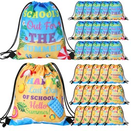 Xyulaan 30 Pcs End of Year Gifts Bags Summer Drawstring Bags Bulk Drawstring Backpack Goodie Bags Party Favors for Summer Vacation Graduation Gifts End of The Year Celebration Outdoor activity Trip