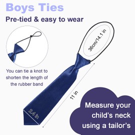 SATINIOR 12 Pieces Boys Ties Clip On Neckties Pretied Tie Solid Color Necktie Neck Strap Formal with Elastic for Kids Wedding Graduation School Uniforms, Assorted Colors, 11L x 2.4W''