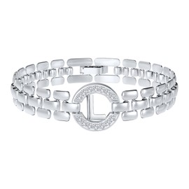 Rajputana Initial Bracelets for Women, 14K Gold-Plated Letter Bracelets from A-Z with Diamonds, Thick Chain Bracelet for Women, Trendy Jewellery Gifts, Brass