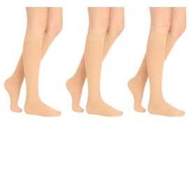 BOTRFMUNY 3 Pairs Socks for Women & Men Best for Running Athletic Hiking Cycling - 15-20 mmHg (US, Alpha, Small, Regular, Regular, Standard, Beige)